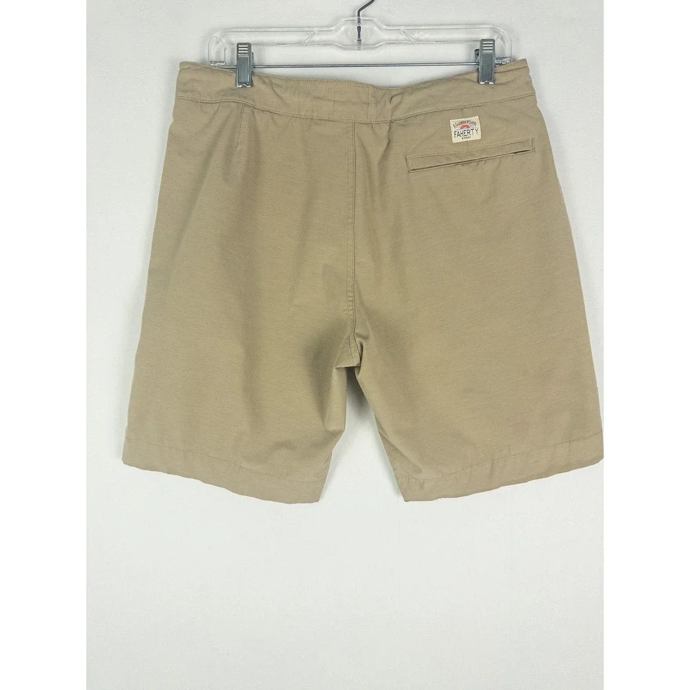 Faherty All Day Shorts Mens 33 Khaki Drawstring Stretch Coastal Resort